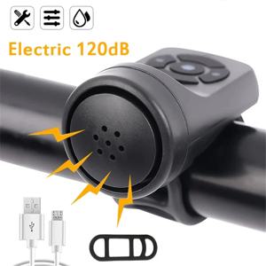 자전거 경적 전기 자전거 벨 120DB 방수 자전거 경적 USB 충전식 MTB 도로 사이클링 자전거 알람 경적 자전거 액세서리