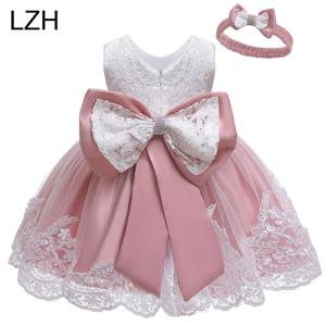 LZH 아기 소녀 드레스 신생아 옷 공주 드레스 + 유아 1 년 생일 결혼식을위한 모자를 쓰고 있죠 유아 파티 가운
