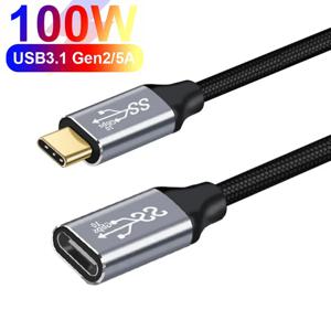 노트북용 PD 고속 충전 케이블, 암수 데이터 라인, 4K @ 60HZ 비디오 코드, 10Gbps USB 3.1 Gen 2 C타입 익스텐션 케이블, 100W