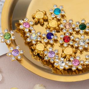 주얼리 제작용 플라워 크리스탈 라인석, 다채로운 카보숑 플랫 백킹 패치, 브로치 DIY 액세서리, 13mm, 50 개