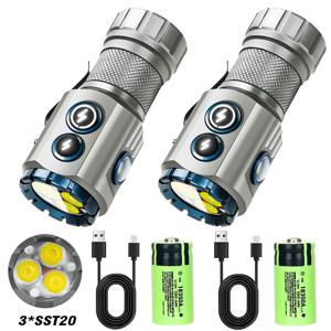 USB 충전식 RBG LED 손전등 2000LM 강력한 미니 EDC 전술 랜턴 18350 배터리 야외 캠핑 낚시 토치를 사용하여