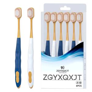 뛰어난 청소 효과, 잇몸 관리, 치아 미백, 휴대용 상자 포장을 갖춘 6PCS 성인용 부드러운 강모 칫솔