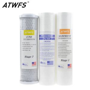 ATWFS 10인치 정수기 필터 5미크론 PP 면 필터+ 1미크론 PP 필터+ 활성탄 필터 카트리지