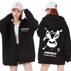 Ateez The World Ep. 핀 윌 앨범 투어 2024 지퍼 후드티 남녀공용, 한국 패션 집업 맨투맨, 캐주얼 재킷, 상의