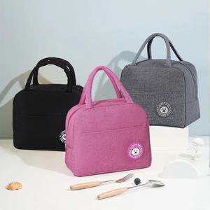 1Pc 어린이를위한 패션 곰 점심 가방 대용량 토트 피크닉 음료 도시락 열 가방 휴대용 야외 사무실 음식 가방