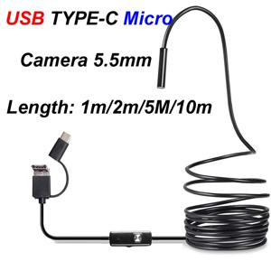 1m/2m/5m/10m 유형 C USB 미니 마이크로 내시경 카메라 안드로이드 스마트 폰용 5.5mm 소프트 유연한 하드 케이블 내시경 검사