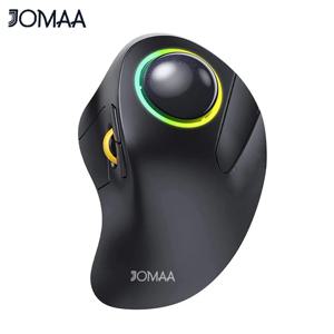 JOMAA RGB 백라이트 무선 트랙볼 마우스 무선 2.4G 노트북 Mac iPad 게임용 충전식 인체 공학적 롤러 볼 게임용 마우스