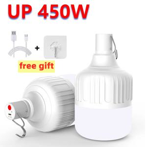 1-8pcs 휴대용 야외 캠핑 조명 USB 충전식 램프 LED 비상 전구 후크 높은 전력 텐트 랜턴 야간 조명 전구