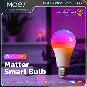 MOES Tuya Matter WiFi 스마트 전구 디밍이 가능한 Led 조명 1600만 RGB 색상 E27 촛불 램프 음성 제어 Alexa Google 홈