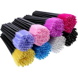 100Pcs 일회용 마이크로 속눈썹 연장 메이크업 키트 속눈썹 브러쉬 마스카라 완드 애플리케이터 스풀러 눈썹 빗 브러쉬 속눈썹