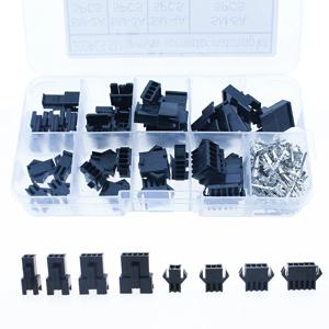 200PCS 2.54mm 피치 2/3/4/5Pin JST SM 커넥터 암수 헤더 플러그 하우징 핀 커넥터 압착 단자 어댑터