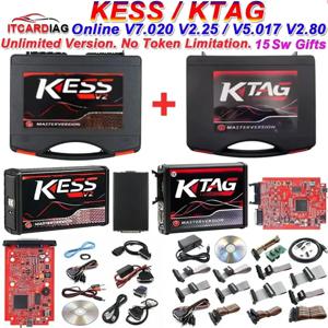 온라인 EU Red Kess V2 V5.017 온라인 2.80 KTAG 7.020 2.25, 무라타 필터 OBD 2 자동차 트럭 ECU 칩 튜닝 무제한 수리 키트