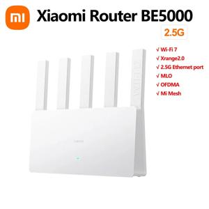 Xiaomi 라우터 BE5000 2.5G Wifi 7 Wiress 라우터 메쉬 그룹 2.4GHz 5GHz MLO 듀얼 밴드는 Xiaomi mijia mihome App 네트워크와 함께 작동합니다.