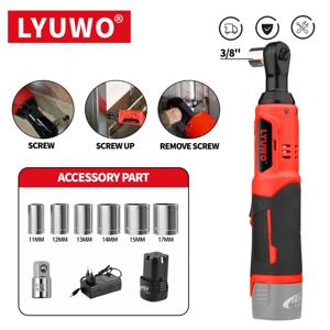 LYUWO 18V 90도 충전식 직각, 래칫 키트, 앵글 드릴, 드라이버 너트 제거, 자동차 수리 도구, 전동 공구 세트