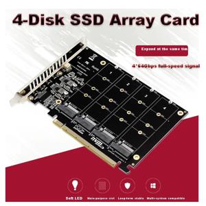 2230/2242/2260/2280 호스트 컨트롤러 확장 카드 LED 표시기 4 포트 M.2 NVME SSD-PCIE X16 어댑터 변환기 카드 지원