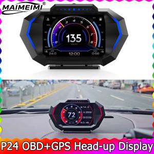 Obd GPS HUD P24 디지털 대시보드 헤드 업 디스플레이 모든 차량 내비게이션을 위한 실시간 자동차 속도계 및 주행 거리계