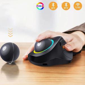 Jomaa Bluetooth RGB 트랙볼 마우스 2.4GHz 무선 핑거 컨트롤 Mac iPad 용 충전식 인체 공학적 백라이트 롤러 볼 마우스