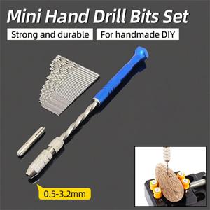 반자동 미니 마이크로 핸드 드릴 알루미늄 나선형 핸드 수동 푸시 척 0.2-3.0mm 트위스트 드릴 비트 수동 구멍 펀치 도구