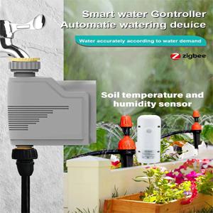 Tuya Zigbee 토양 수분 및 온도 센서 및 Tuya Zigbee 스마트 워터 밸브 컨트롤러 스프링클러 점적 관개 시스템