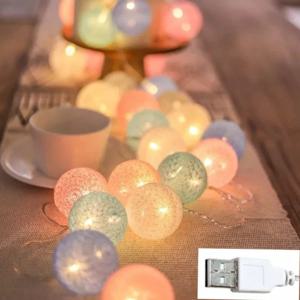 10/20/40 LED 코 튼 USB 공 문자열 크리스마스 요정 조명 홈 야외 갈 랜드 웨딩 파티 장식에 대 한 참신 램프 체인