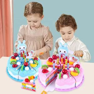 어린이 장난감 시뮬레이션 DIY 생일 케이크 모델 주방 척 놀이 집 절단 과일 음식 장난감 유아 어린이 선물 소년 소녀