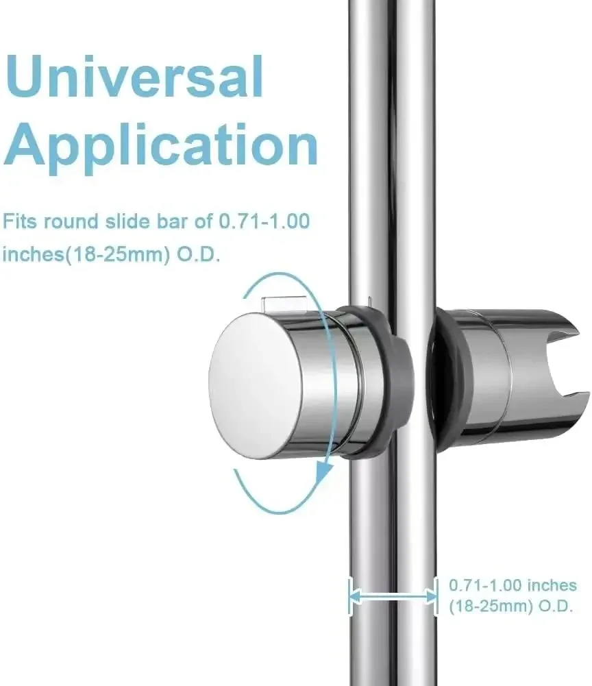 유니버설 샤워 헤드 홀더 조정 가능한 18 ~ 25mm ABS 크롬 샤워 레일 홀더 욕실 액세서리 샤워 장착 브래킷 Univ