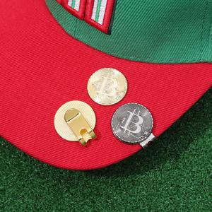 슬리버 골든 컬러 Bitcoin 골프 공 마커 마그네틱 모자 클립 액세서리 쥬얼리 골프 모자 클립 용품 골퍼 친구를위한 선물