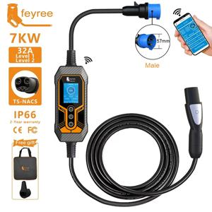 Feyree EV 충전기 Wallbox TS-NACS 소켓 32A 7KW 1상 APP 제어 EVSE 테슬라 자동차 모델 3/Y/S/X 용 휴대용 충전 박스