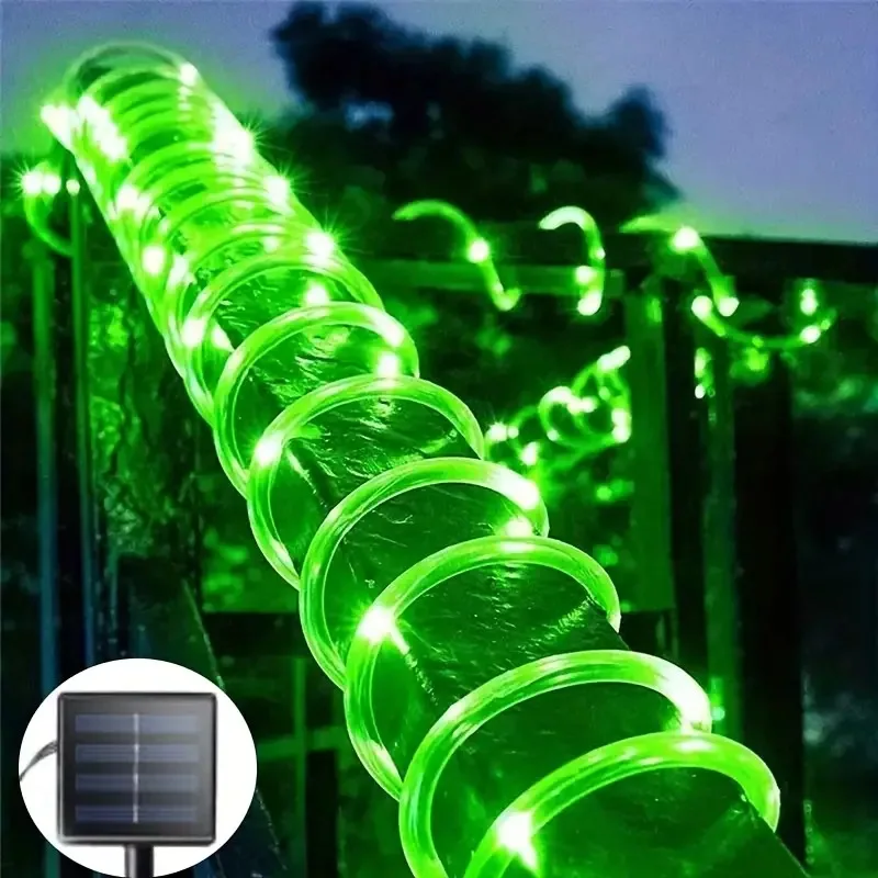 1pc 태양 LED 문자열 빛 50LED 튜브 로프 문자열 조명 8 모드 야외 방수 튜브 태양 울타리 조명 홈 장식