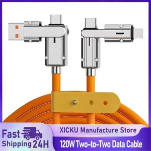4 in 1 120W USB C타입 to C타입 PD 케이블 3 in 1 PD 100W 고속 충전 데이터 케이블 (아이폰, 삼성, 샤오미용)