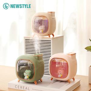 만화 인형 초음파 가습기 500ML 대용량 아로마 에센셜 오일 디퓨저 USB 다채로운 호흡 야간 조명