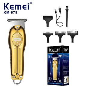 도매 전기 골드 실버 컬러 헤어 트리머 Kemei Km-679 USB 충전 미니 LCD 라이트 조각 가위 헤어 클리퍼