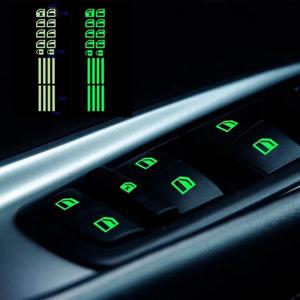 18 개/대 자동차 빛나는 도어 창 리프트 버튼 스티커 자동차 Windows 제어판 데칼 자동차 인테리어 스티커 자동차 액세서리