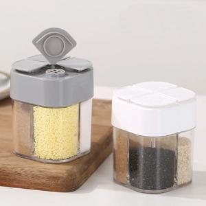 뚜껑이 있는 4-In-1 투명한 향신료 디스펜서 항아리 4 구획 조미료 용기 야외 요리 레스토랑 주방 용기