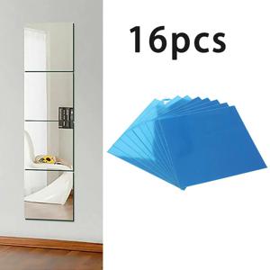 16PC 15CM 사각 거울 벽 스티커 자기 접착 아크릴 타일 모자이크 데칼 벽화 침실 가구 DIY 장식을 덮고
