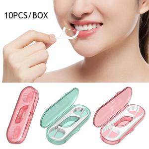 10 개/상자 치실 이쑤시개 세트 플라스틱 치간 칫솔 재사용 가능한 치실 휴대용 치아 Flosser 클리너 보관 케이스