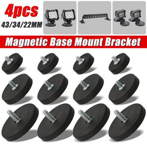 4PCS 43/34/22mm M6/M4 볼트 미니 크기 마그네틱베이스 마운트 브래킷 클램프 LED 작업 표시 줄 홀더 SUV Offroad