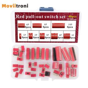 30/40pcs 슬라이드 유형 딥 스위치 이중 행 스위치 모듈 2.54mm 1 - 12 회로 브레드보드용 위치