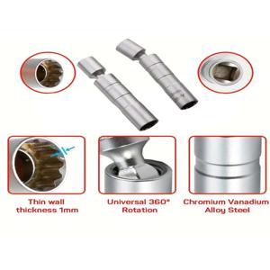 범용 마그네틱 스파크 플러그 슬리브 얇은 벽 범용 조인트 14/16mm 자동차 수리 스파크 플러그 분해 도구