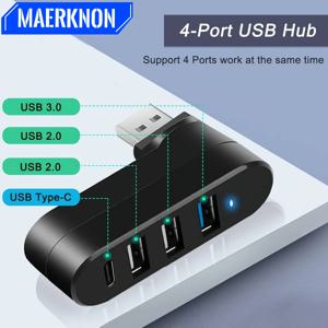 USB 허브 3.0 미니 분배기 상자 4 포트 회전식 USB 데이터 전송 컴퓨터 노트북 MacBook PC 액세서리 용 다중 확장기