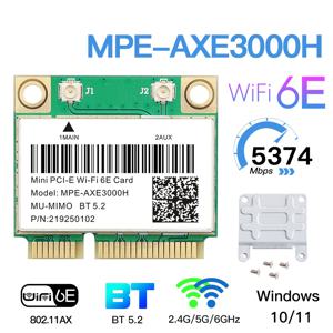 트라이 밴드 5374Mbps WiFi 6E AX210 Mpe-AXE3000H/ AC7265 무선 카드 BT 5.3 미니 PCIE Wi-Fi 어댑터 Win10 데스크탑/노트북 용