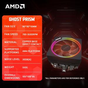 AMD Ryzen 오리지널 방열판 레이스 스파이어/프리즘/스텔스 고스트 프리즘 RGB 방열판 고스트 프리즘(RGB 구리 바닥 조명 포함) 새 제품