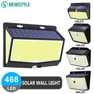 야외 태양 빛 468/208/138 LED 야외 태양 빛 LED 태양 보안 조명 정원 방수 3 모드 벽 램프 울타리 마당