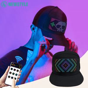 LED 모자 라이트 디스플레이 화면 DIY 스마트 픽셀 매트릭스 야구 모자 충전식 블루투스 APP 제어 힙합 거리 파티 장식