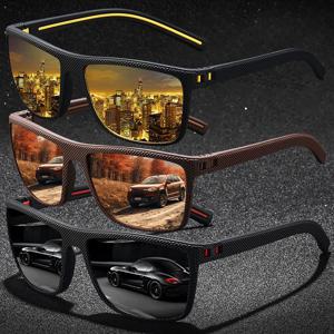 3 조각 빈티지 체크 패턴 선글라스 남성 여성 낚시 운전 패션 스퀘어 브랜드 디자인 태양 안경 UV400