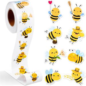 100-500pcs 만화 꿀벌 스티커 귀여운 동물 스티커 방수 자체 접착 종이 모바일 보상 씰링 라벨 데칼 편지지