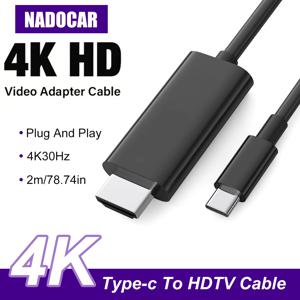 4K30Hz USB C-HDMI 케이블, 2m/78.74in/6.56ft ABS 검정색 Type-C-HDTV 케이블, MacBook, iPhone, iPad, 노트북과 호환 가능