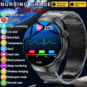 2025 새로운 간호 등급 스마트 시계 혈액 산소 혈액 지질 요산 ECG + PPG 체온 블루투스 통화 건강 Smartwatch