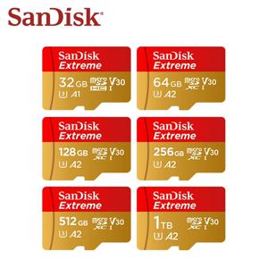 SanDisk Extreme microSDXC UHS-I 카드 V30 A2 메모리 카드 32GB 64GB 128GB 256GB 512GB 1TB 마이크로 SD 카드 최대 190Mb/s 플래시 TF 카드
