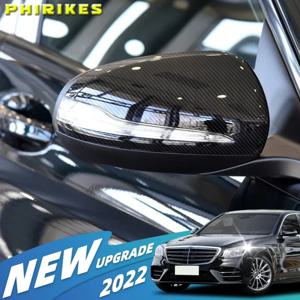 메르세데스 벤츠 C GLC S E 클래스 W205 X253 W222 W213 W238 교체 카본 블랙 사이드 백미러 커버 캡 쉘 LHD